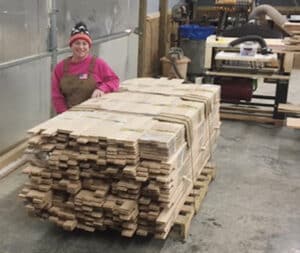 Amy works right alongside Robert. “I’m a mega Martha Stuart do-it-yourselfer,” she says. “I’ve driven tractors, forklifts, and been around construction for decades.” These days, you might find Amy running the couple’s TimberKing.