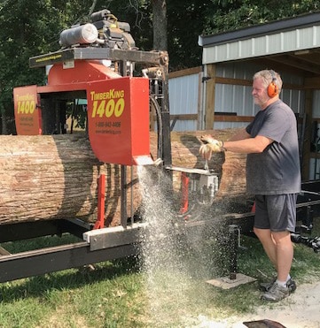 What would you estimate Charles is sawing -- a 30" diameter log? 32"?
