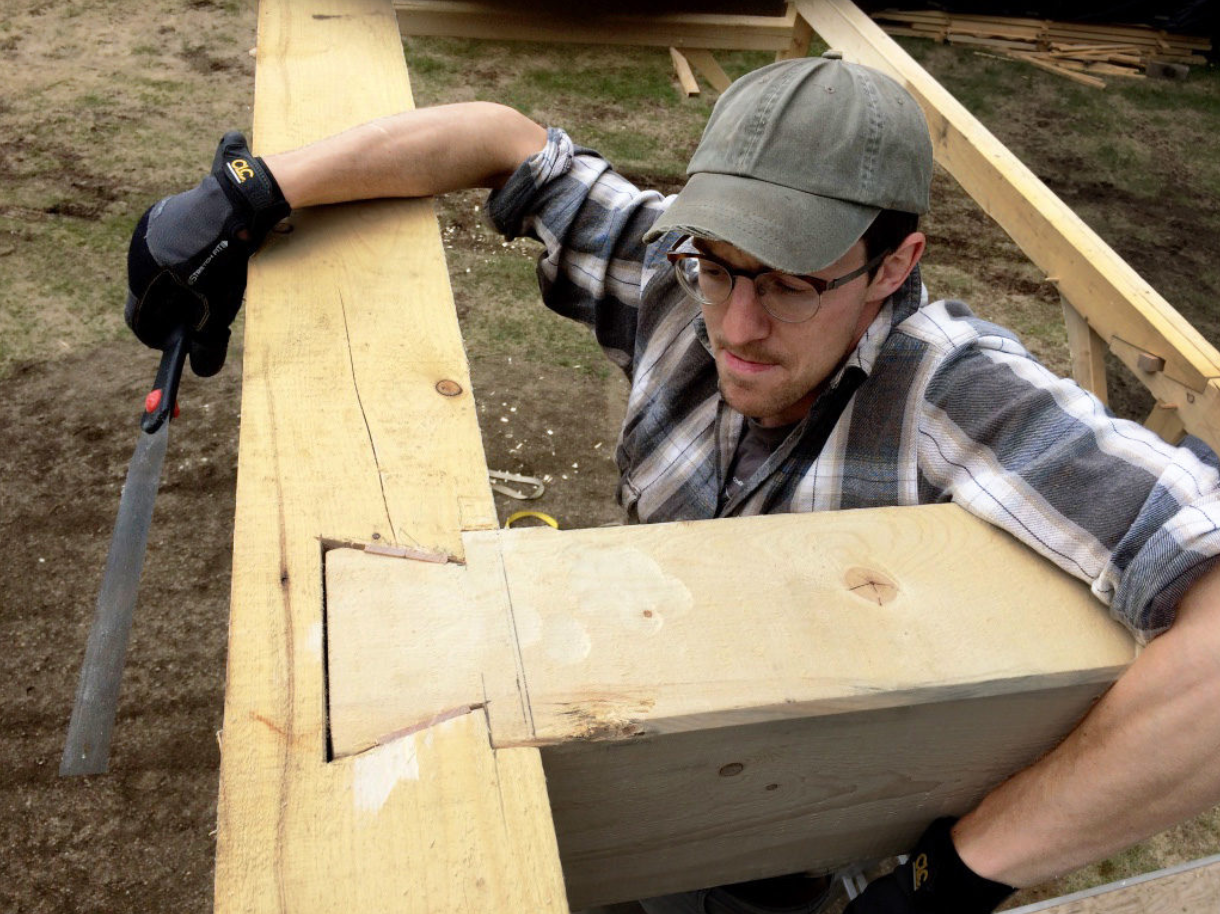 Assembling a timber frame dove tail joint
