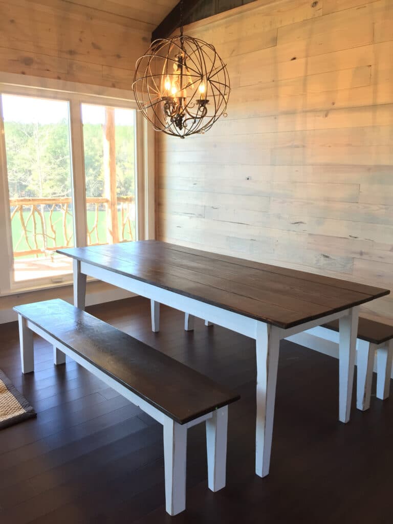 Elegant in its simplicity, this table and bench set is strikingly handsome as well as functional.