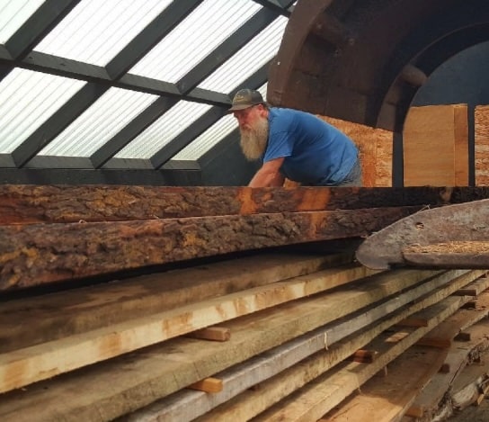 Floyd built a solar kiln to dry slabs he's sawn. Doesn't take long, down in the Sunshine State!