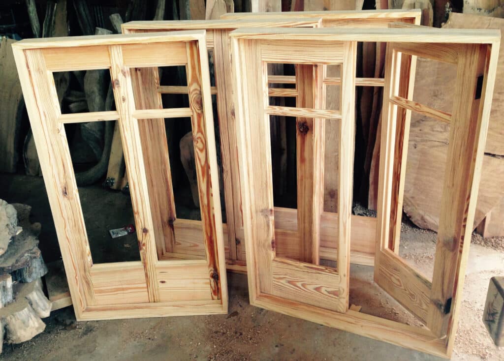 Outstanding, premium-grade casement windows made from salvaged woods by Scardamalia Builders.